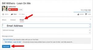 Sharing a YouTube video via email