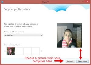 Take Picture for Skype Profile picture