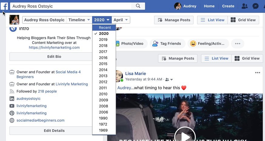 how to view old posts on facebook timeline