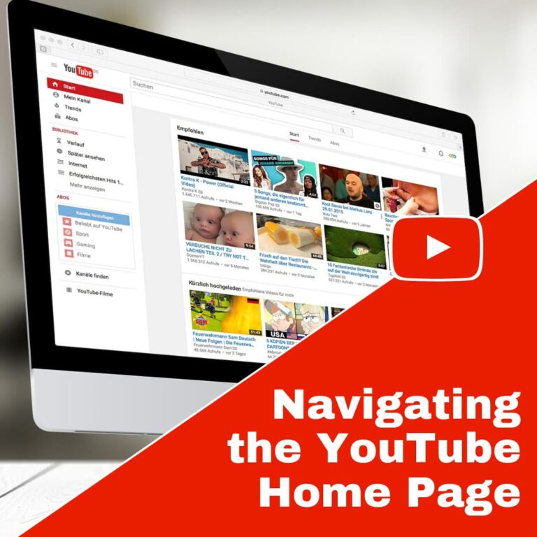 Navigating YouTube Home Page